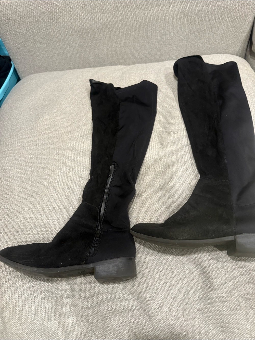 Over-the-Knee Black Suede Stretch Boots - Sleek Everyday Style
